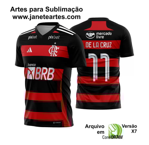 Arte Vetor Estampa Template Camisa Flamengo Titular 2024 - 2025