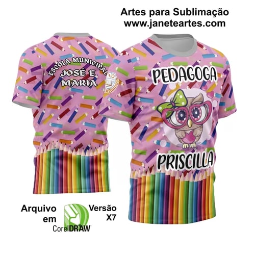 Camisa Pedagoga - Arte Vetor Estampa Template 2024 - 2025