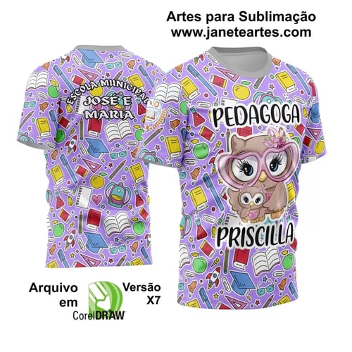 Camisa Pedagoga - Arte Vetor Estampa Template 2024 - 2025 Modelo 02 Camisa Pedagoga - Arte Vetor Estampa Template 2024 - 2025 Modelo 02
