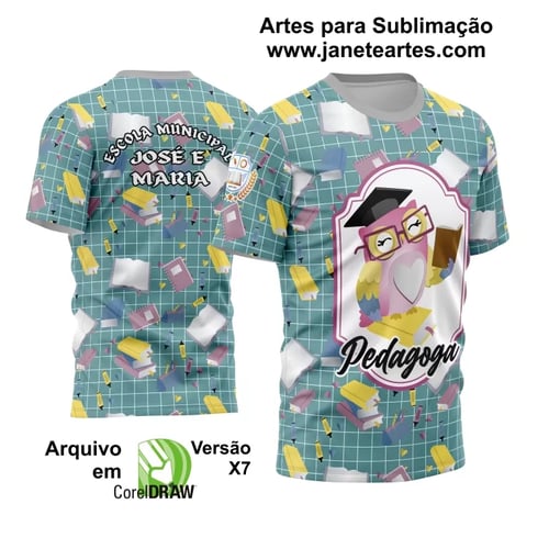 Camisa Pedagoga - Arte Vetor Estampa Template 2024 - 2025 Modelo 04