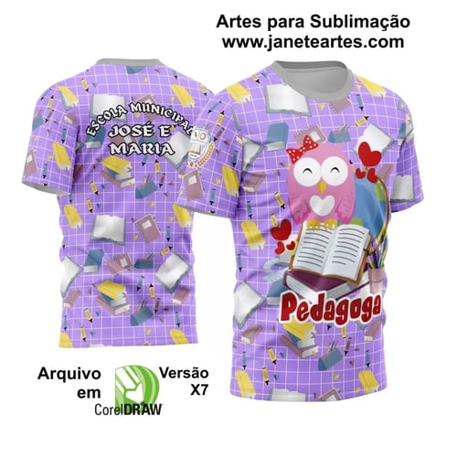Camisa Pedagoga - Arte Vetor Estampa Template 2024 - 2025 Modelo 05