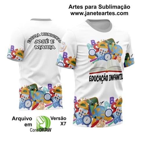 Camisa Professora Educação Infantil - Arte Vetor Estampa Template 2024 - 2025 Modelo 03