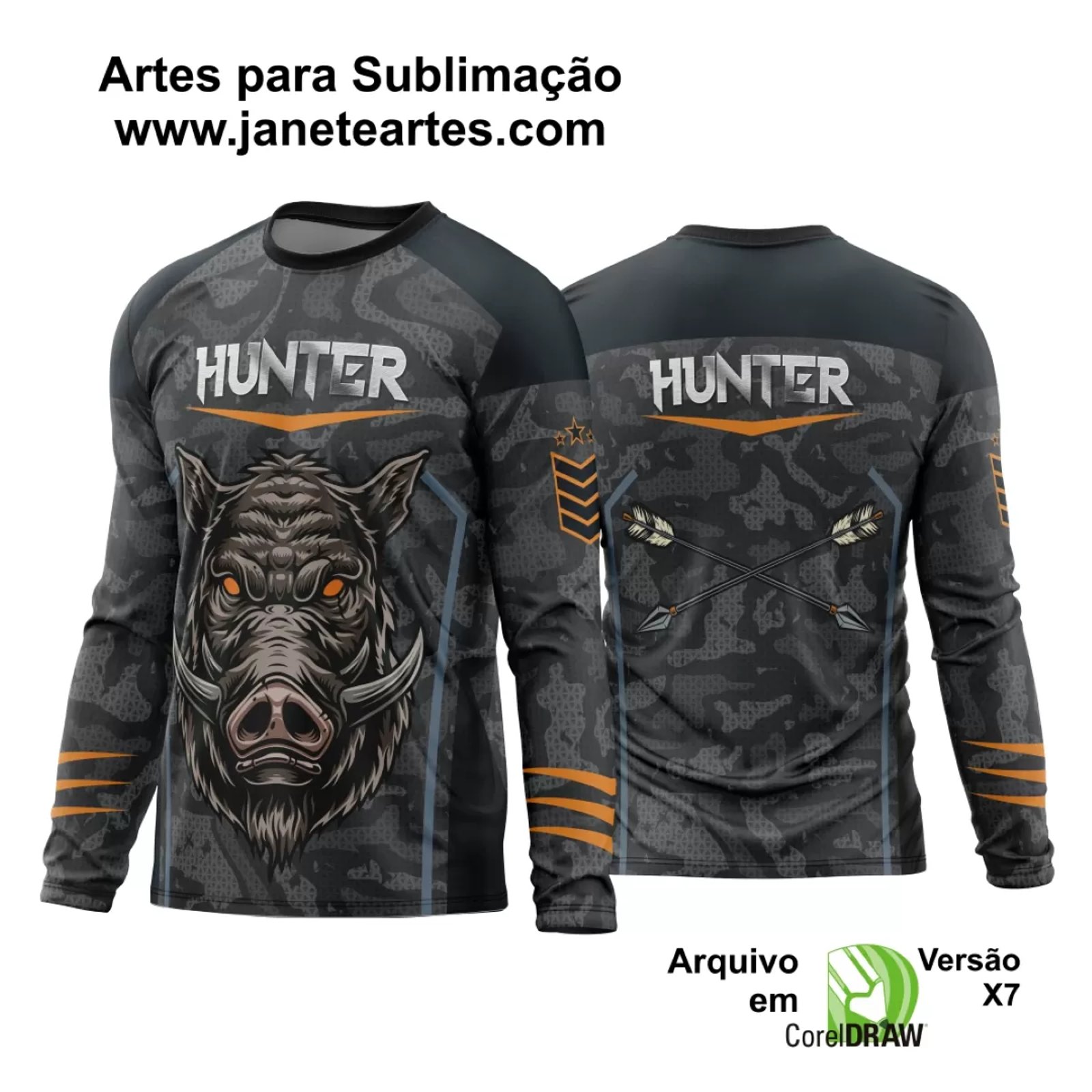 Arte Vetor Estampa Camisa Caça Esportiva 2024 Modelo 02