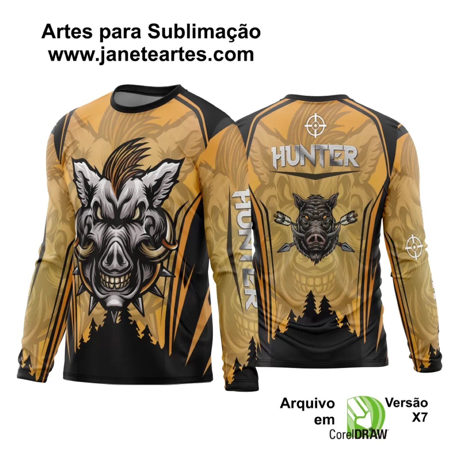 Arte Vetor Estampa Camisa Caça Esportiva 2024 Modelo 04