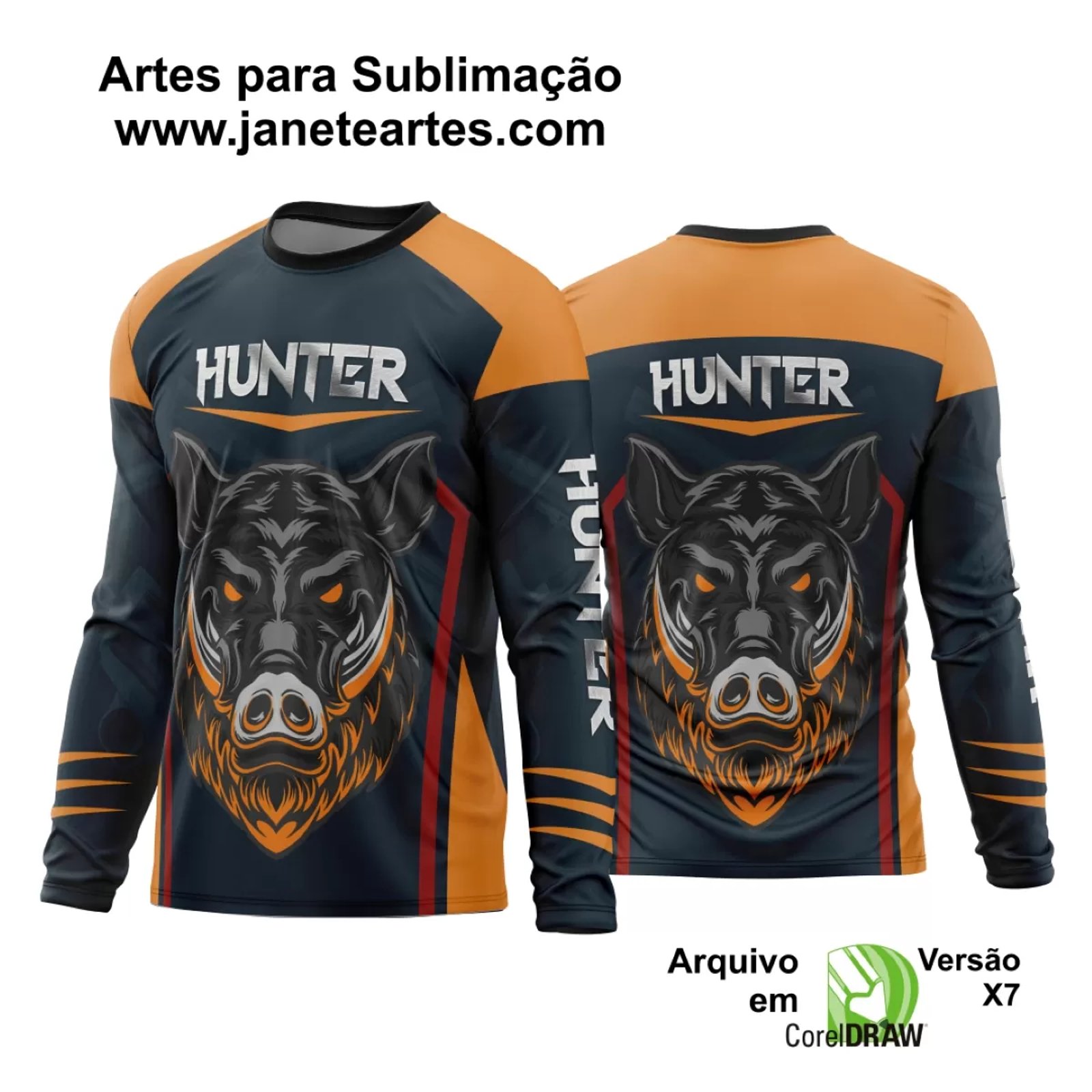 Arte Vetor Estampa Camisa Caça Esportiva 2024 Modelo 07