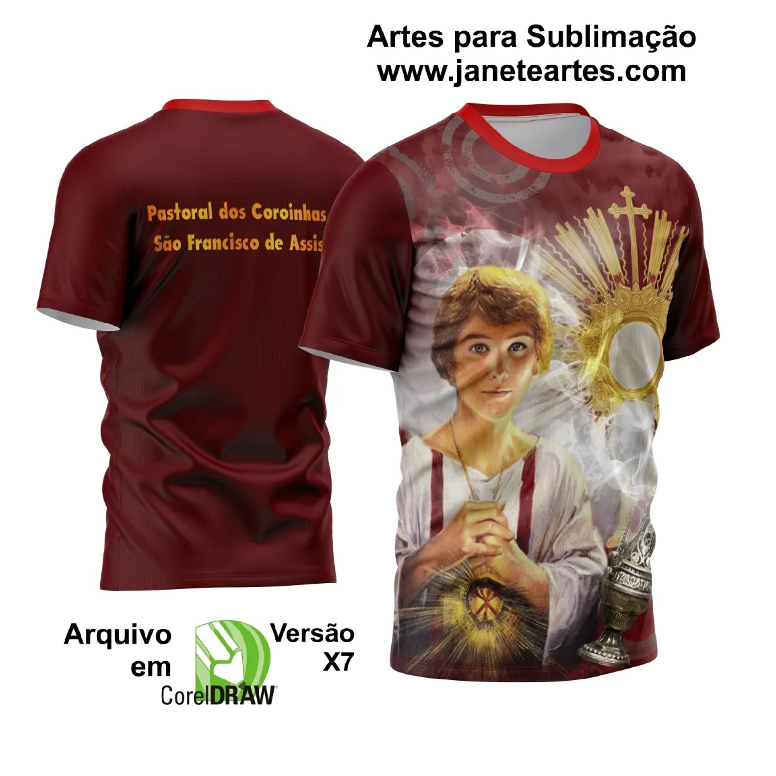 Arte Camisa de Religião São Tarcísio Coroinhas camiseta Sublimação Modelo 02