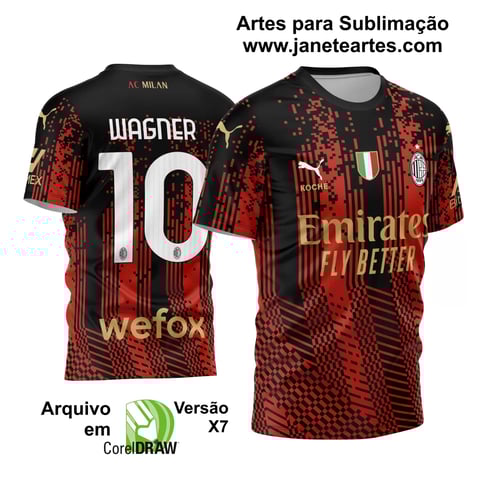 Arte Vetor Estampa Camisa AC Milan 2021 - 2022