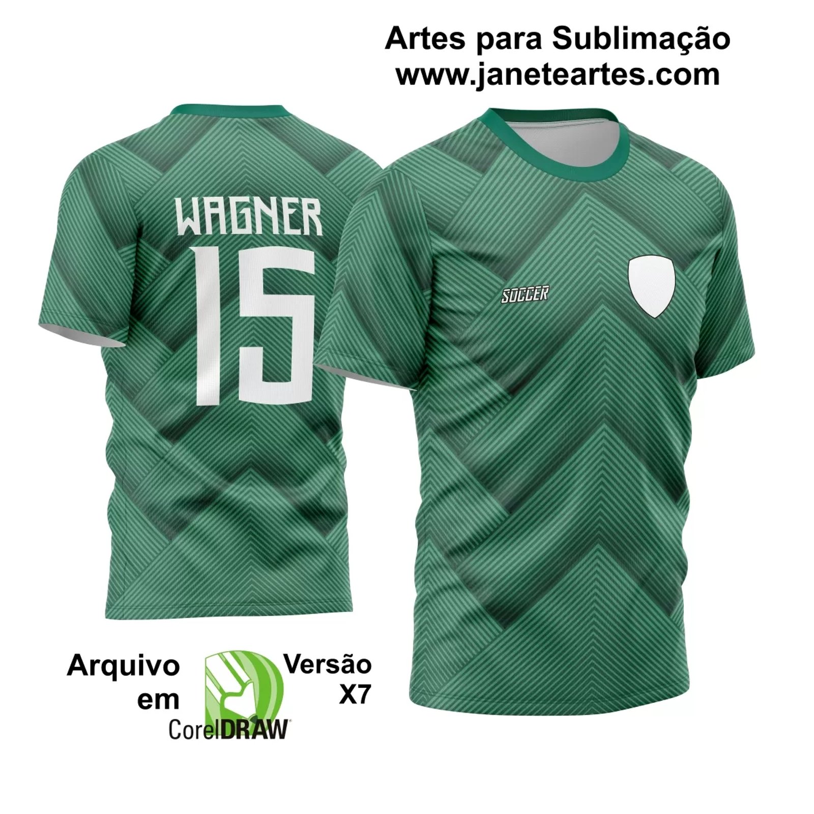 Arte Vetor Estampa Template Camisa de Time Modelo Triângulos Verde