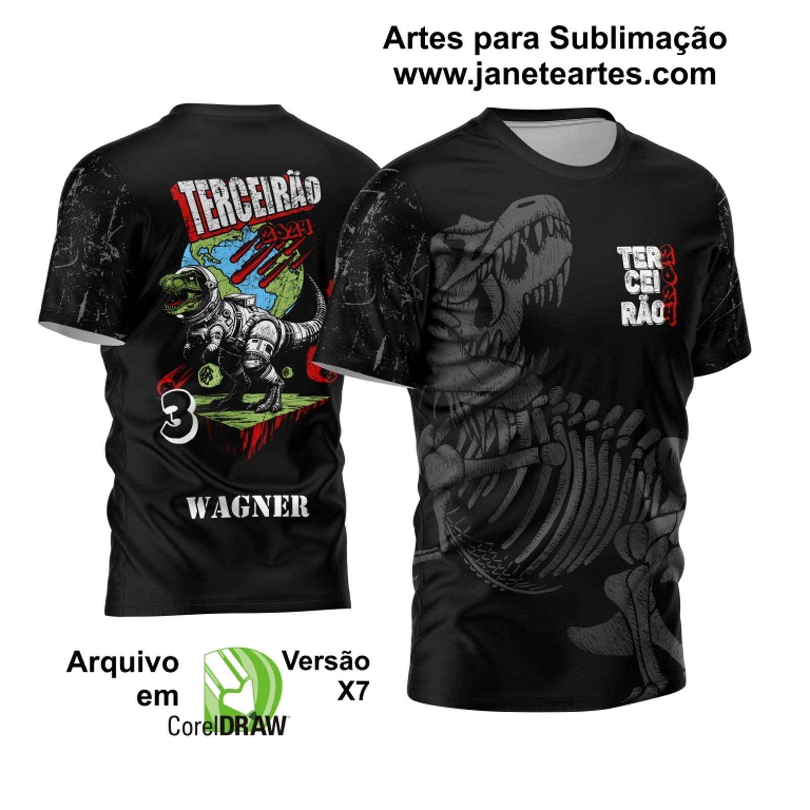 Arte Vetor Estampa Camisa Terceirão T-Rex 2024 - Modelo 01