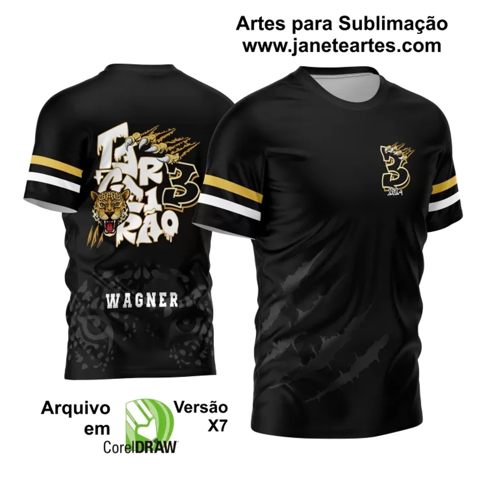 Arte Vetor Estampa Camisa Terceirão Onça 2024