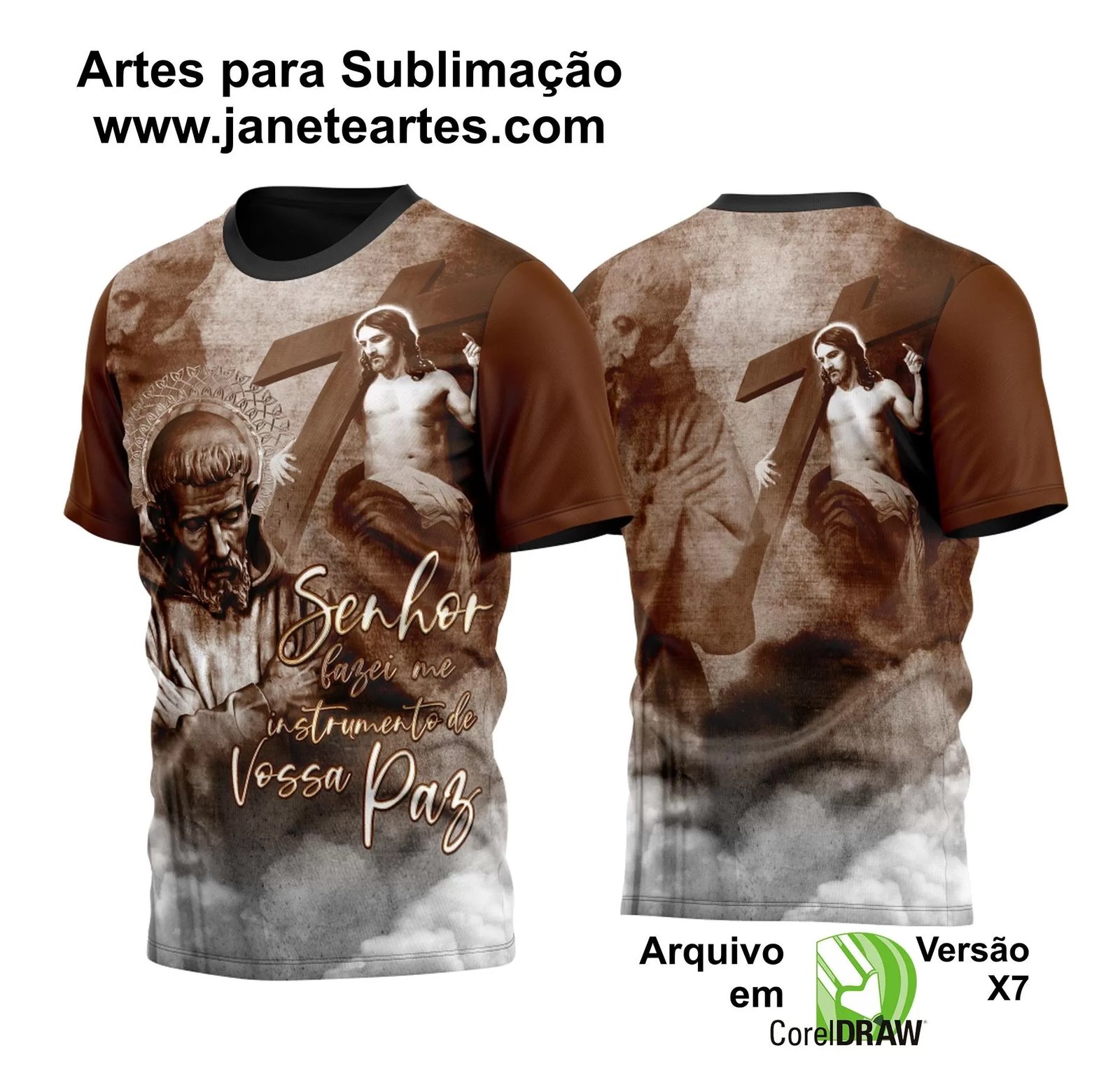 Arte Vetor Camisa Religião - São Francisco de Assis | Modelo 02