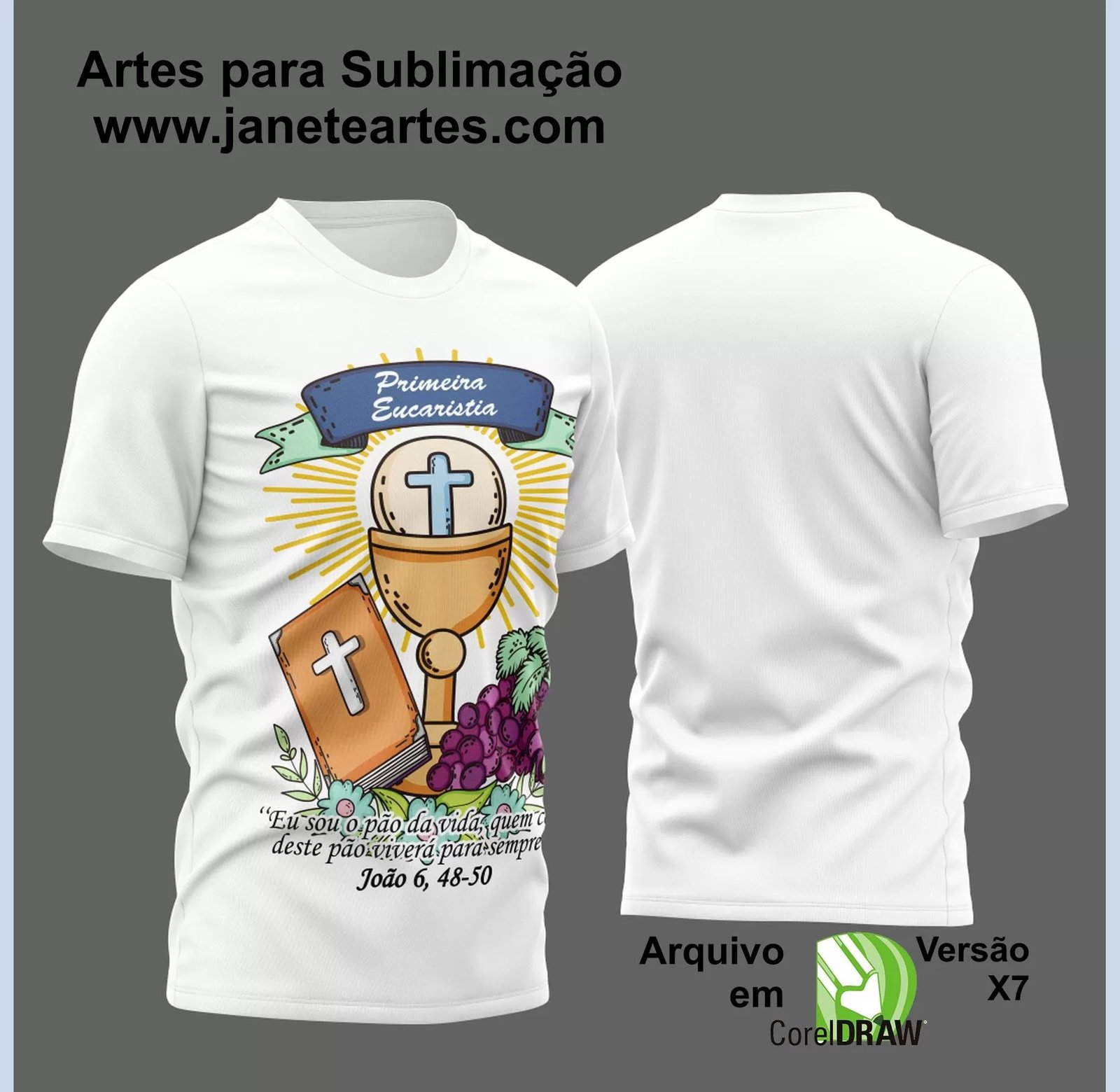Arte Vetor Camisa Religião - Eucaristia | Modelo 08