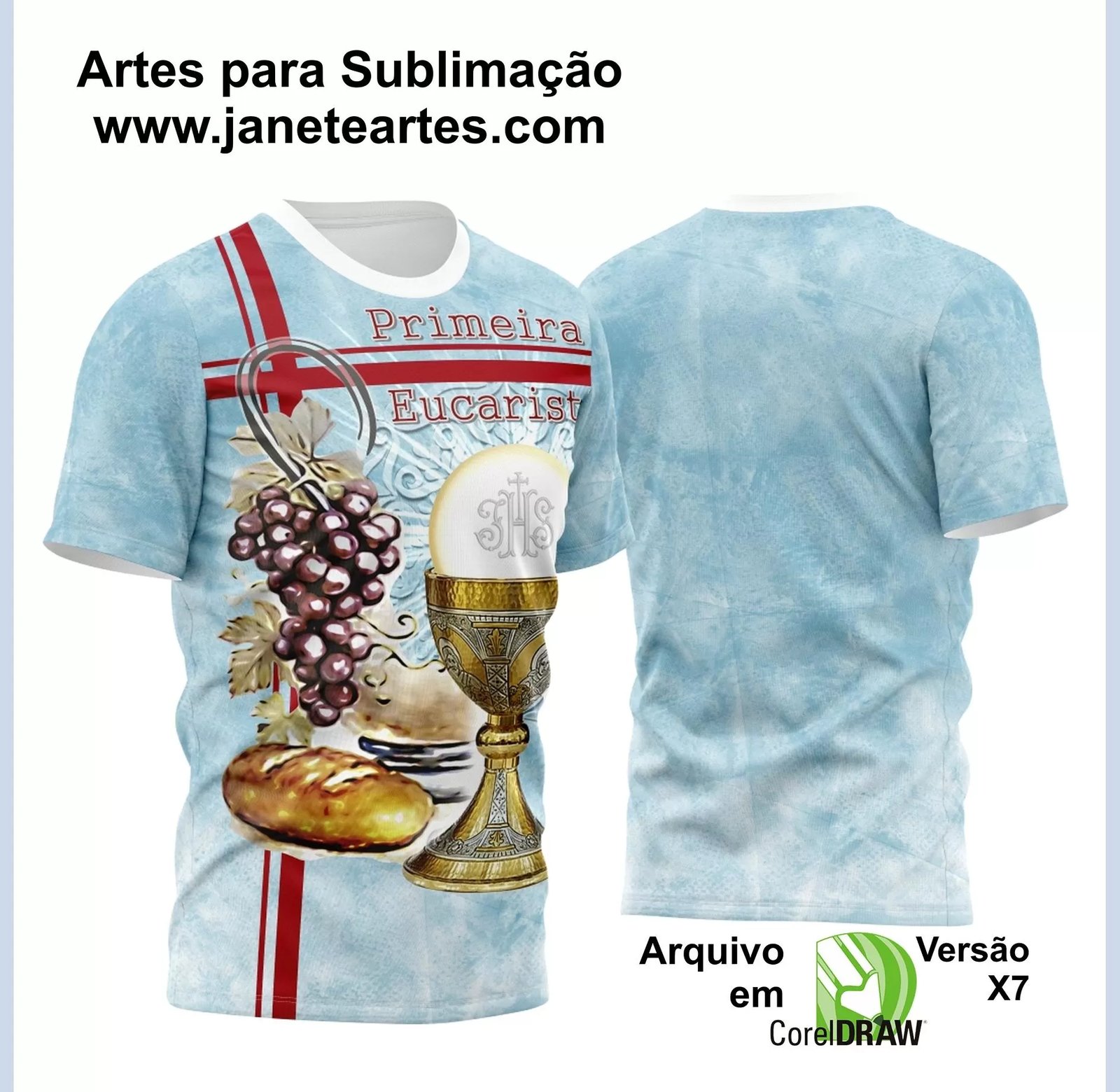 Arte Vetor Camisa Religião - Eucaristia | Modelo 18