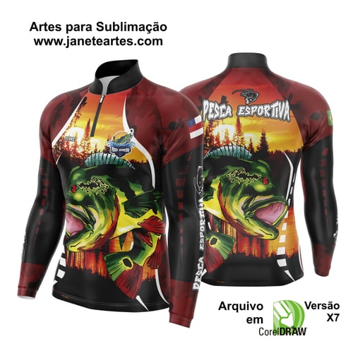 Arte Vetor Camisa Pesca Esportiva | Modelo 13