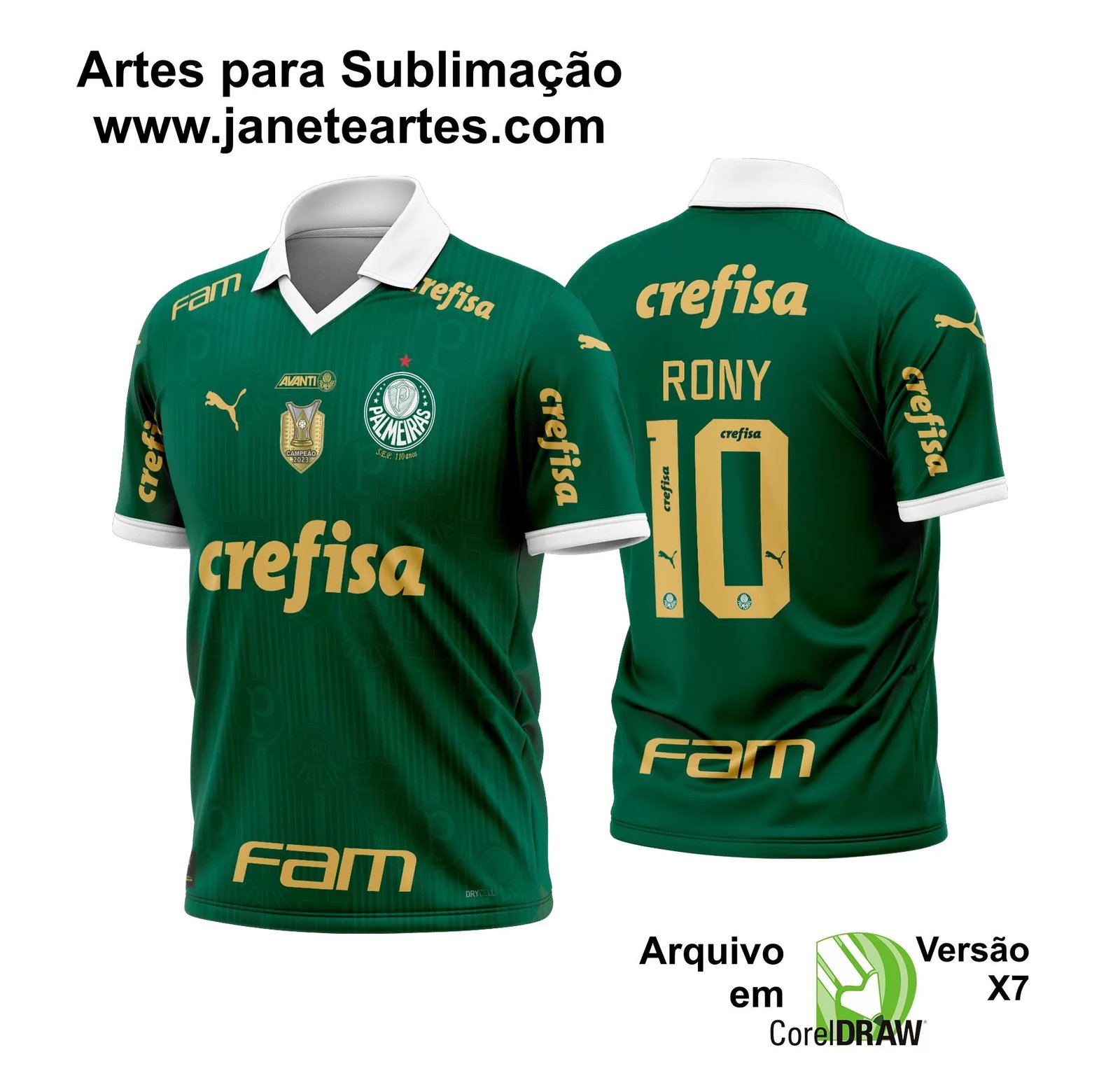 Arte Vetor Camisa Palmeiras Titular 2024 - 2025 - Janete Artes