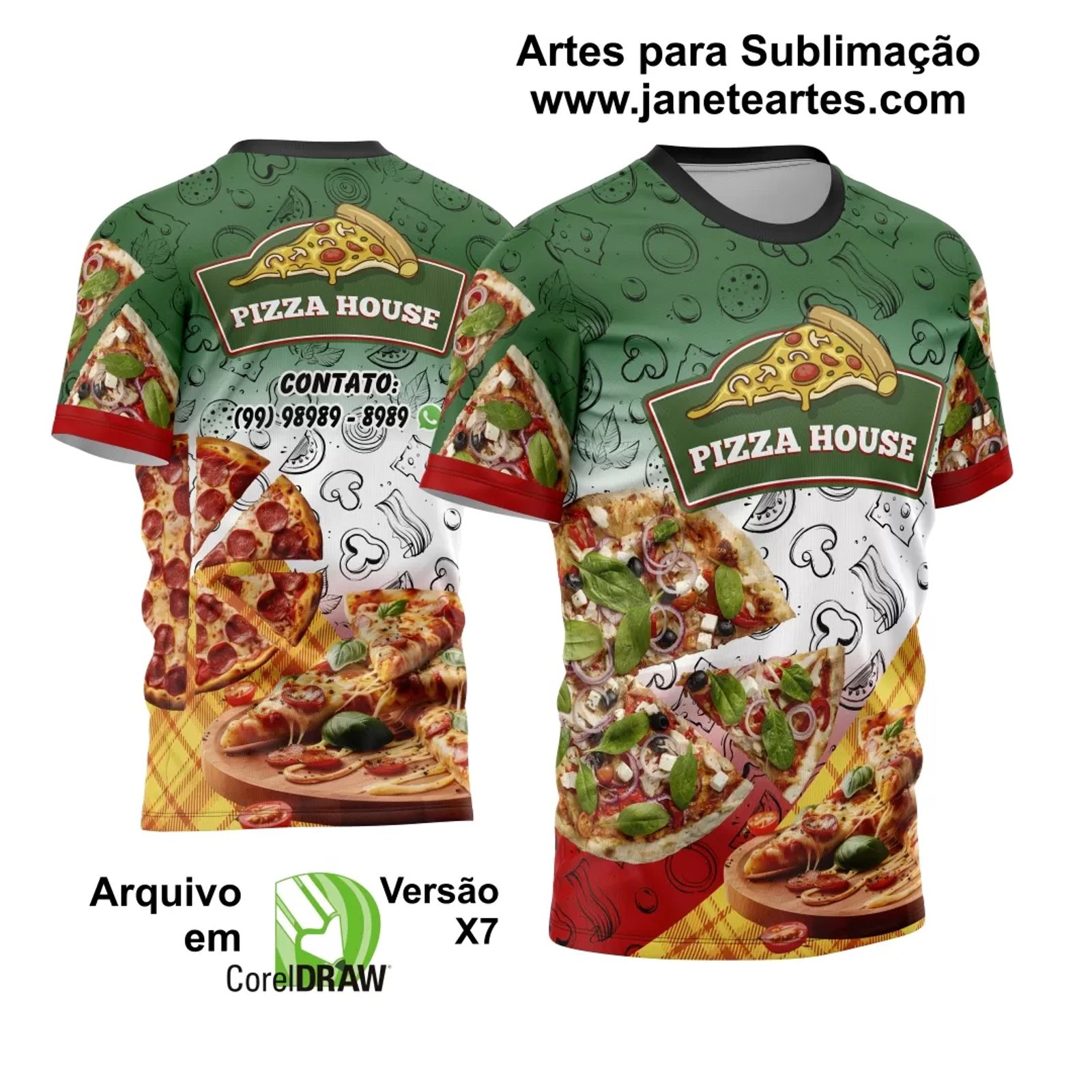Arte Estampa Camisa Profissão Pizzaria 2024 - Modelo 06