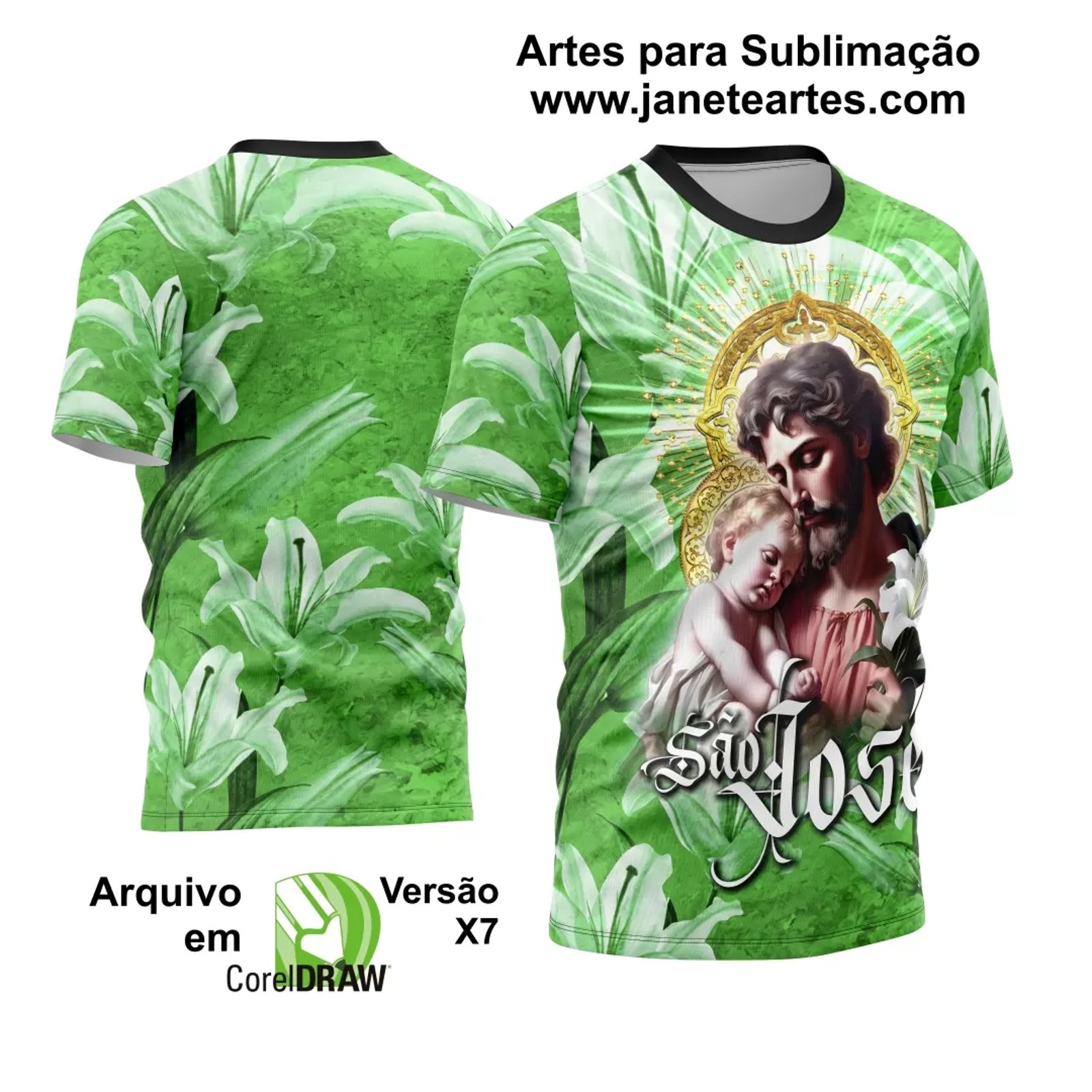 Arte Vetor Camisa Religião - São José 2024 - Modelo 05 - Janete Artes
