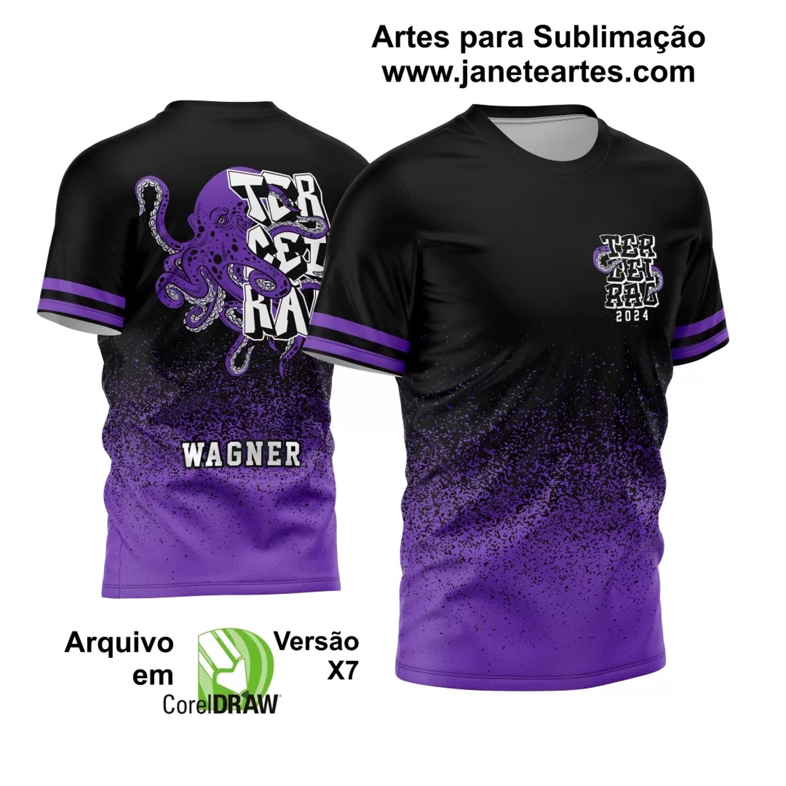Arte Vetor Camisa Terceirão Polvo Roxo 2024 - Modelo 03