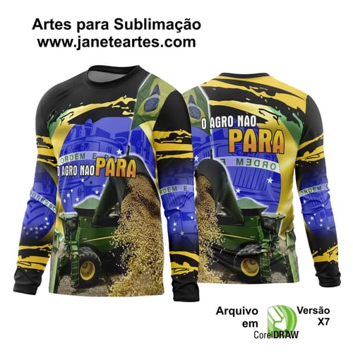 Arte Estampa Camisa Agro 2024 Manga Longa Colheitadeira 