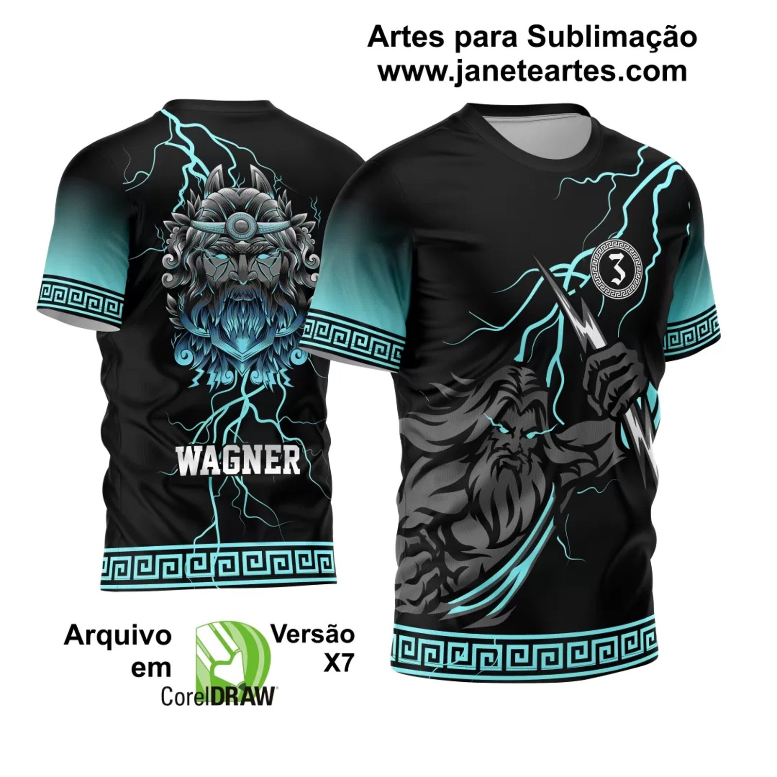Arte Vetor Estampa Camisa TERCEIRÃO Zeus Raios 2024 Modelo 08