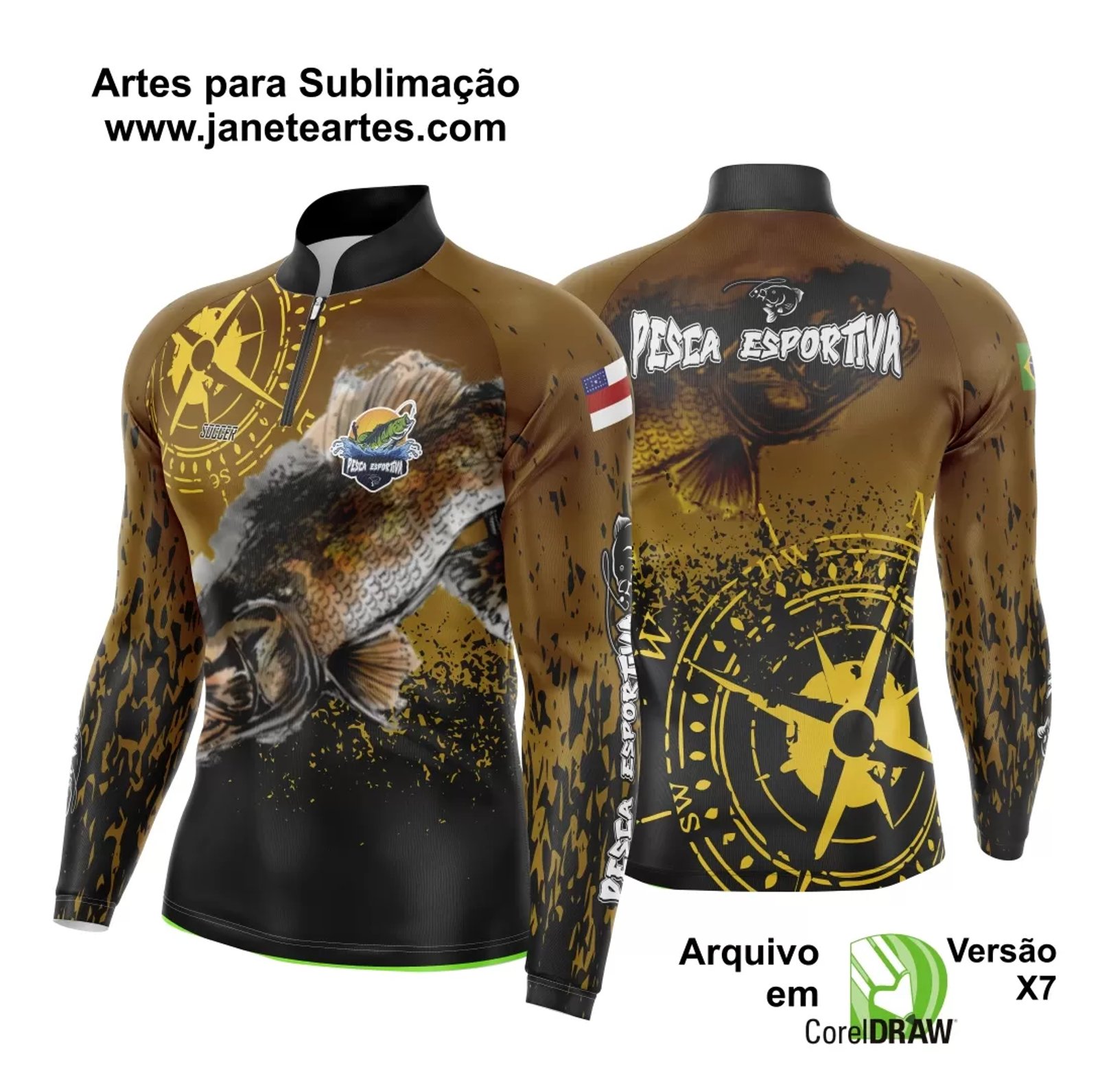 Arte Para Camisa De Pesca Esportiva M01