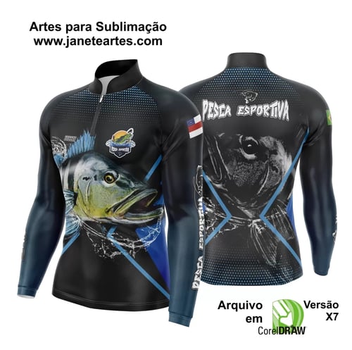 Arte Para Camisa De Pesca Esportiva Modelo 03