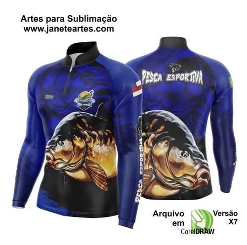Arte Para Camisa De Pesca Esportiva Modelo 07