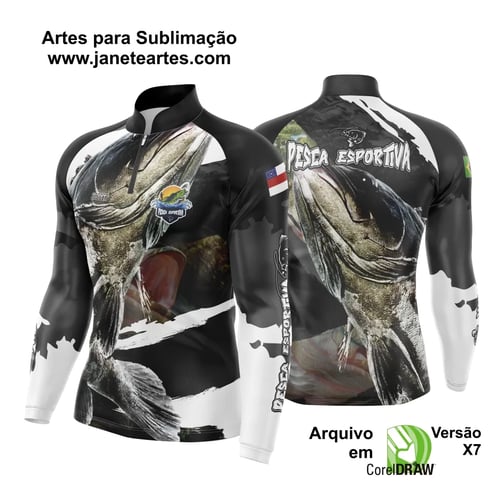 Arte Para Camisa De Pesca Esportiva Modelo 09
