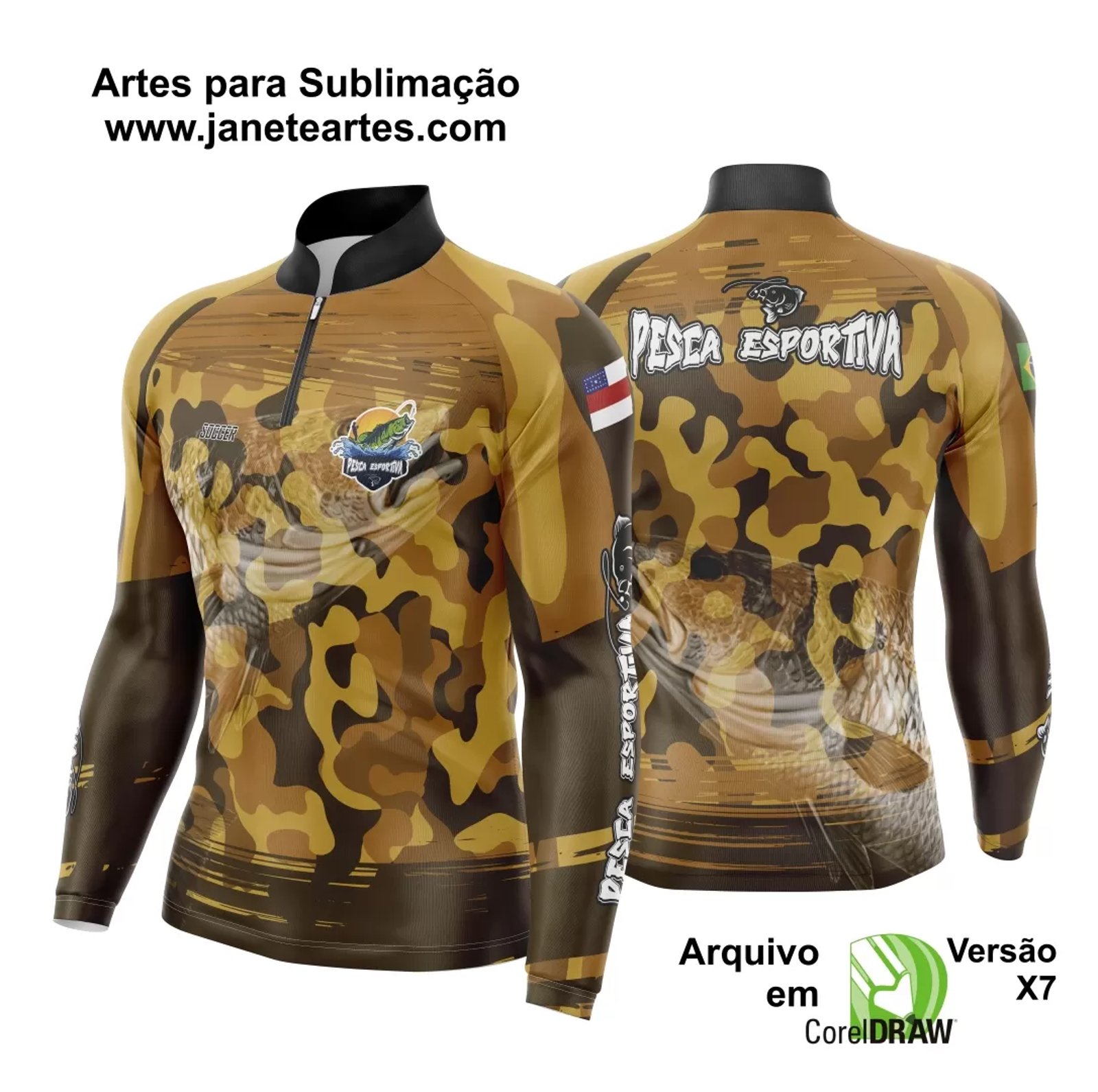 Arte Para Camisa De Pesca Esportiva Modelo 16