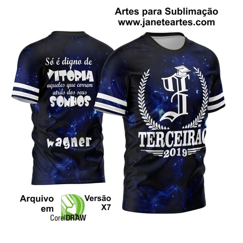 Arte de camisa para formandos do terceirão em 2023