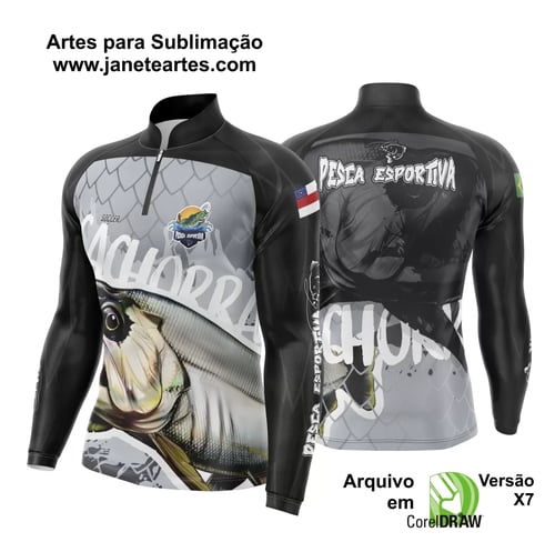 Arte Template Camisa De Pesca Esportiva Modelo 02