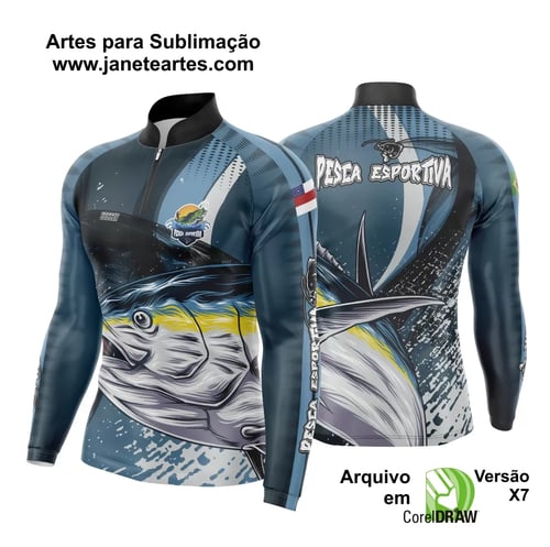 Arte Template Camisa De Pesca Esportiva Modelo 16