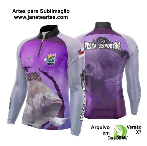 Arte Template Camisa De Pesca Esportiva Modelo 18