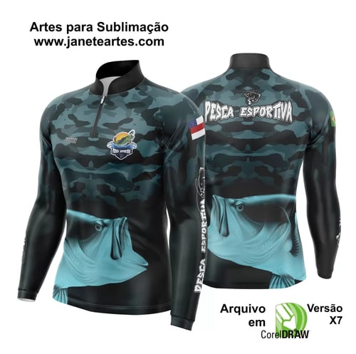 Arte Template Camisa De Pesca Esportiva Modelo 19