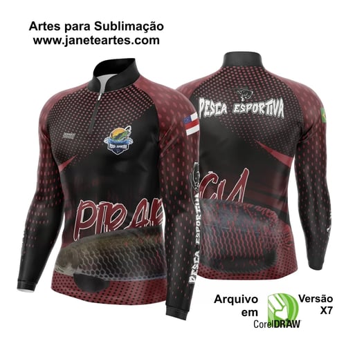 Arte Template Camisa De Pesca Esportiva Modelo 22