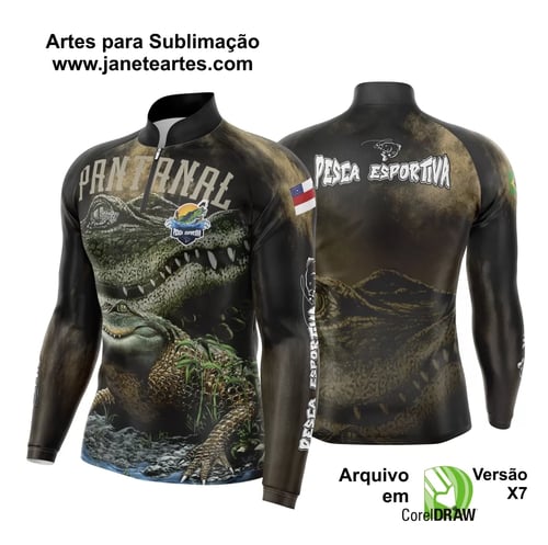 Arte Template Camisa De Pesca Esportiva Modelo 34