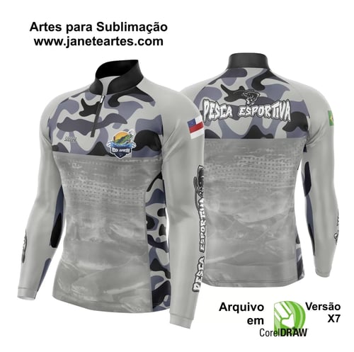 Arte Template Camisa De Pesca Esportiva Modelo 40