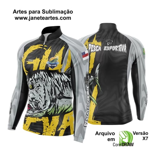 Arte Template Camisa De Pesca Esportiva Modelo 42