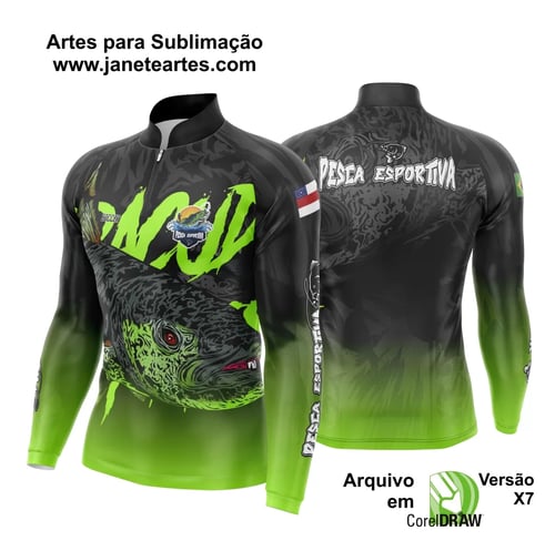Arte Template Camisa De Pesca Esportiva Modelo 44