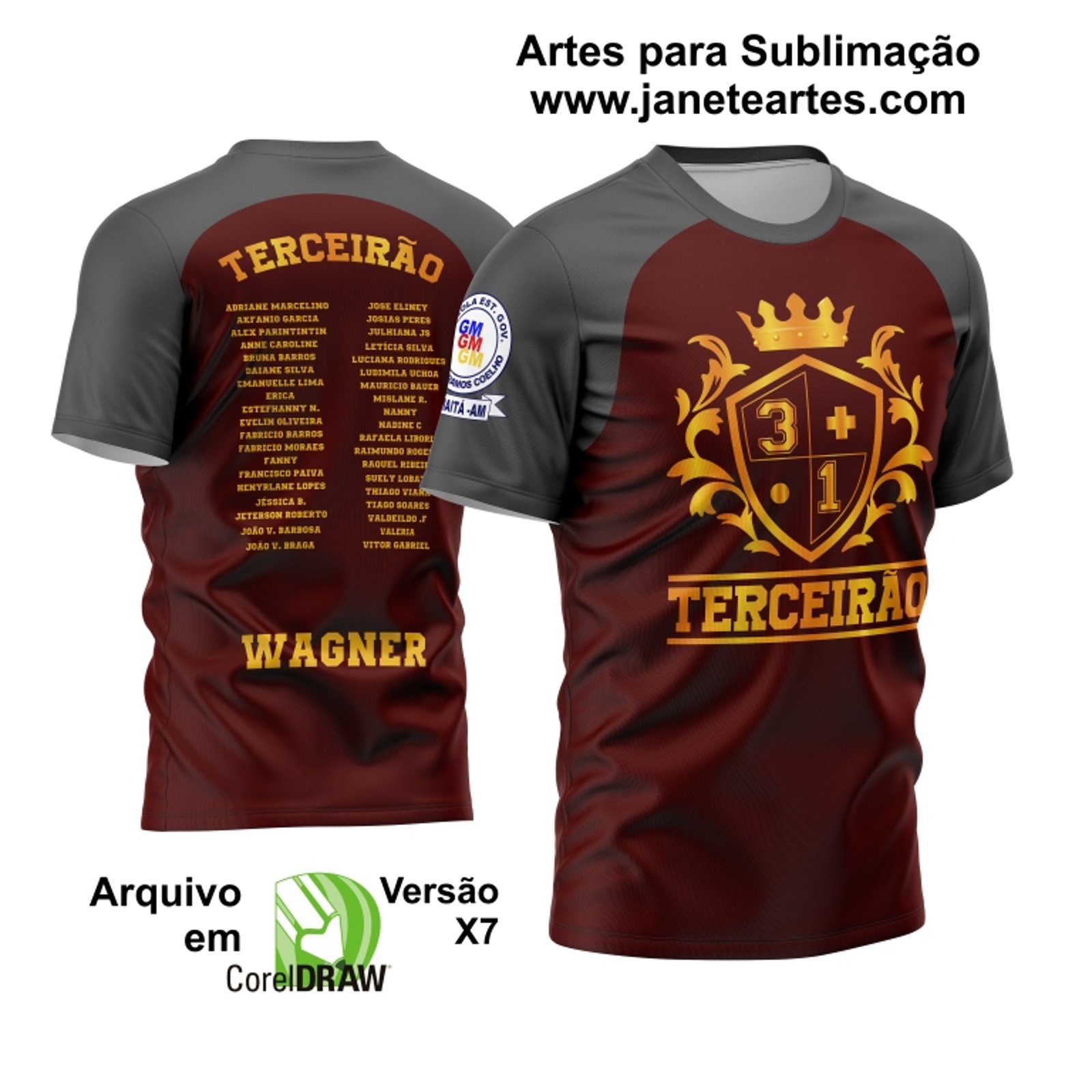 Arte de camisa para formandos do terceirão em 2023