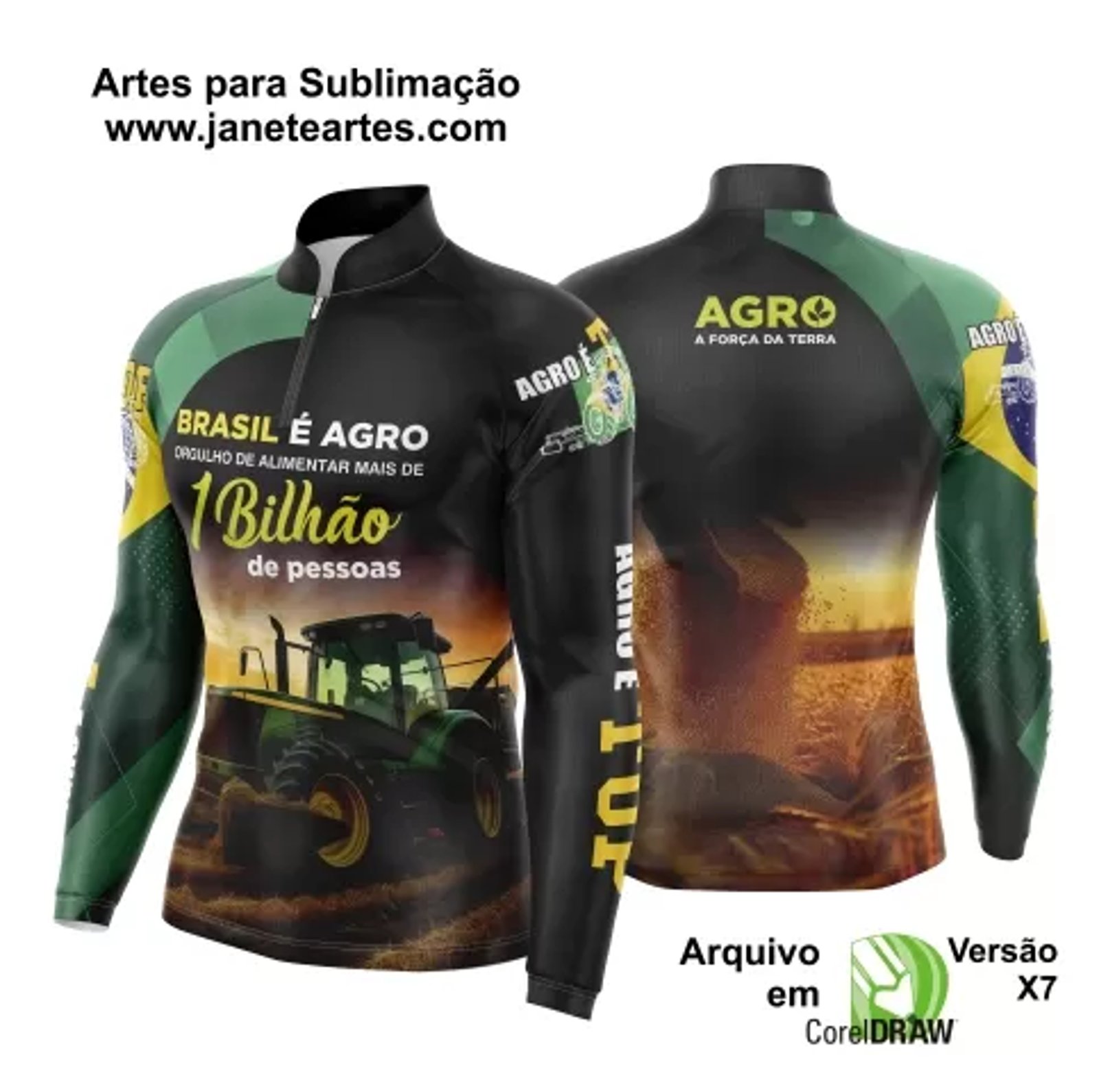 Arte Vetor Camisa Agro 2024 Trator e Grãos 