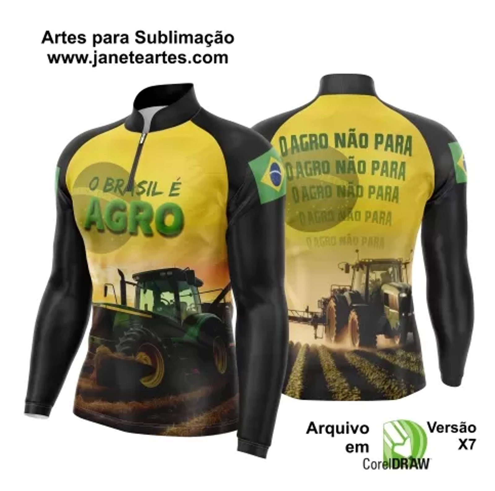 Arte Vetor Camisa Agro 2024 Trator - Agro Não Para - Janete Artes