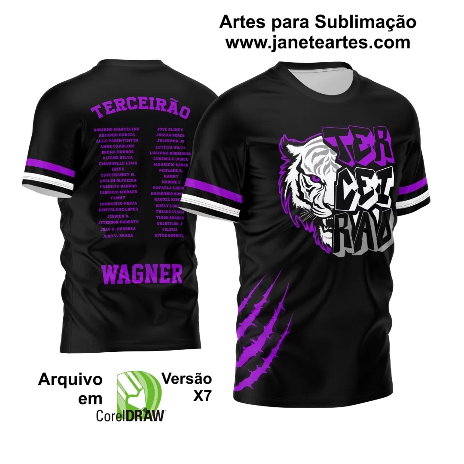 Arte Vetor Camisa Terceirão 2024 Tigre Branco - Janete Artes