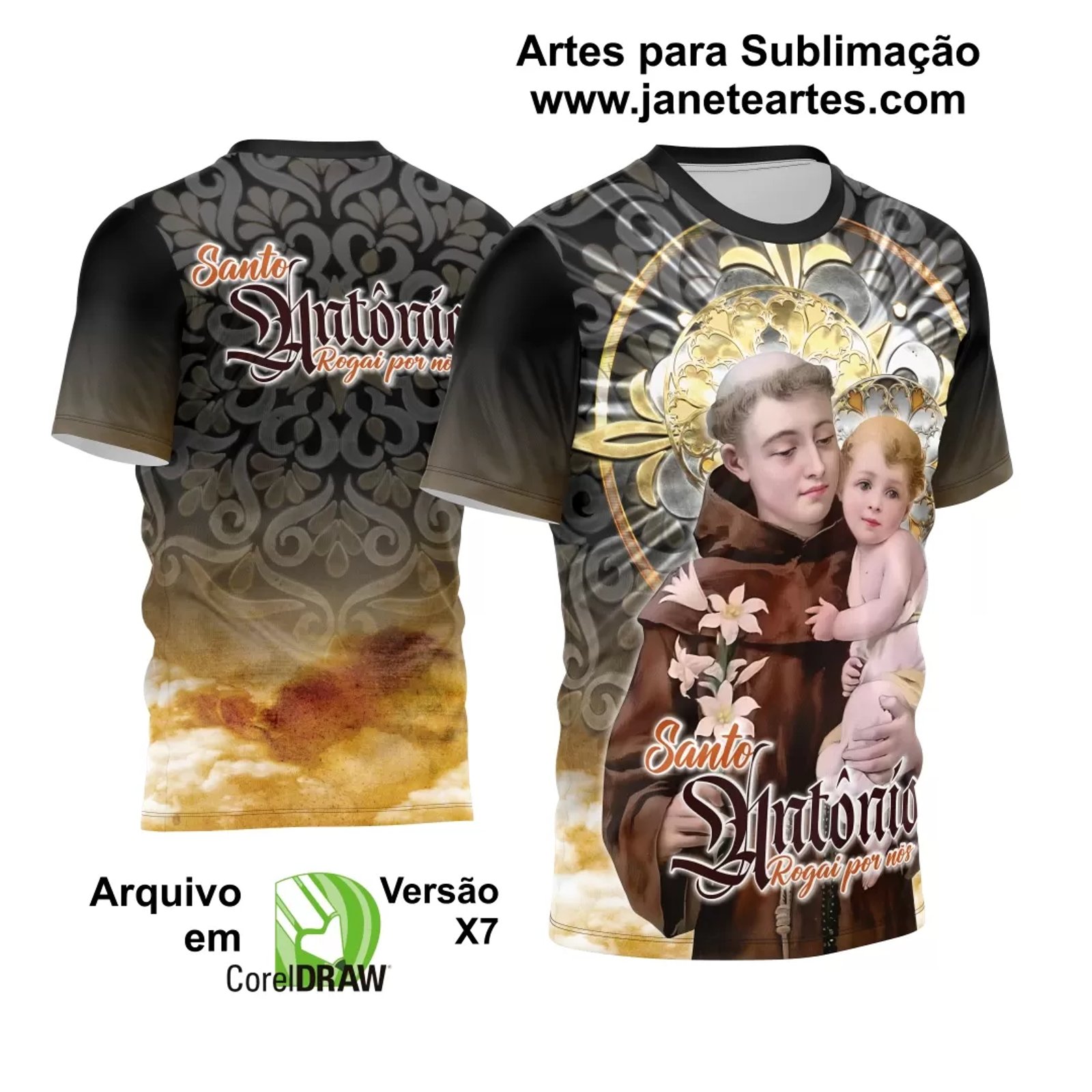 Arte Camisa Vetor Religião 2024 - Santo Antônio