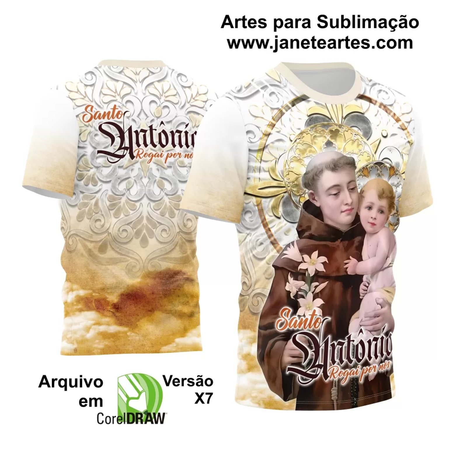 Arte Camisa Vetor Religião 2024 - Santo Antônio
