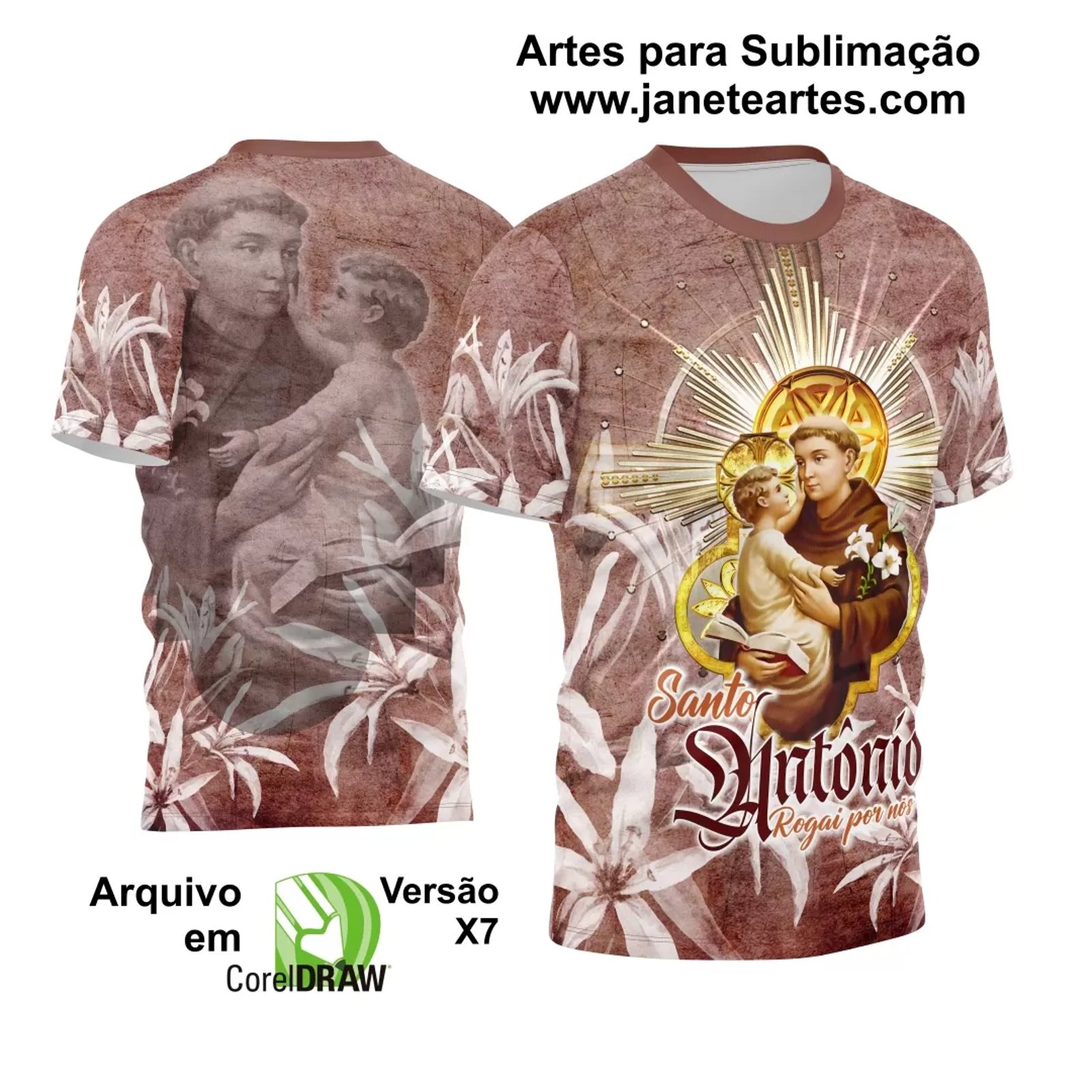 Arte Camisa Vetor Religião 2024 - Santo Antônio
