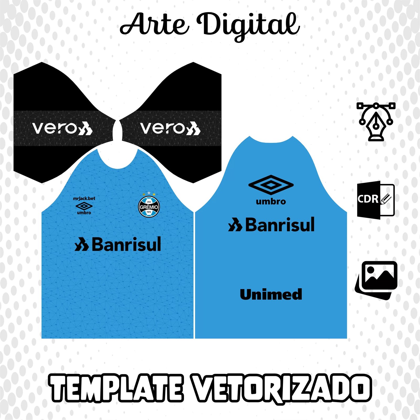 Arte Camisa Grêmio Treino Azul Com Todos Patrocínios Torcedor 2022 - 2023
