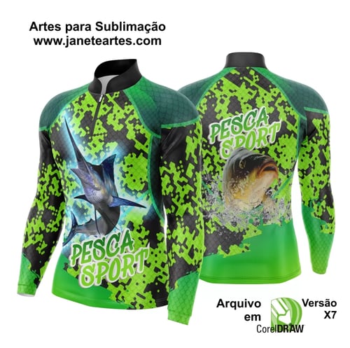 Arte Template Camisa De Pesca Esportiva