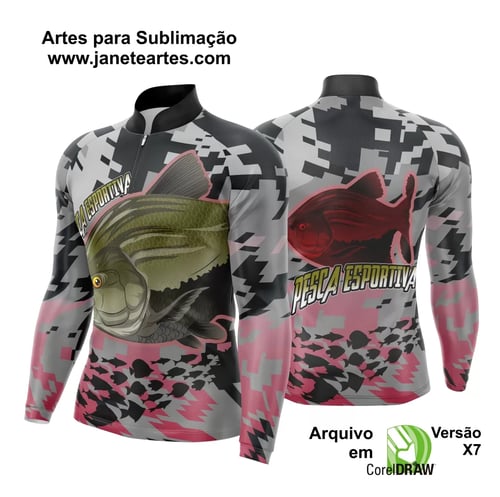 Arte Template Camisa De Pesca Esportiva