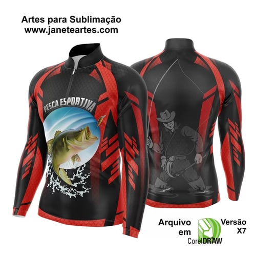 Arte Template Camisa De Pesca Esportiva